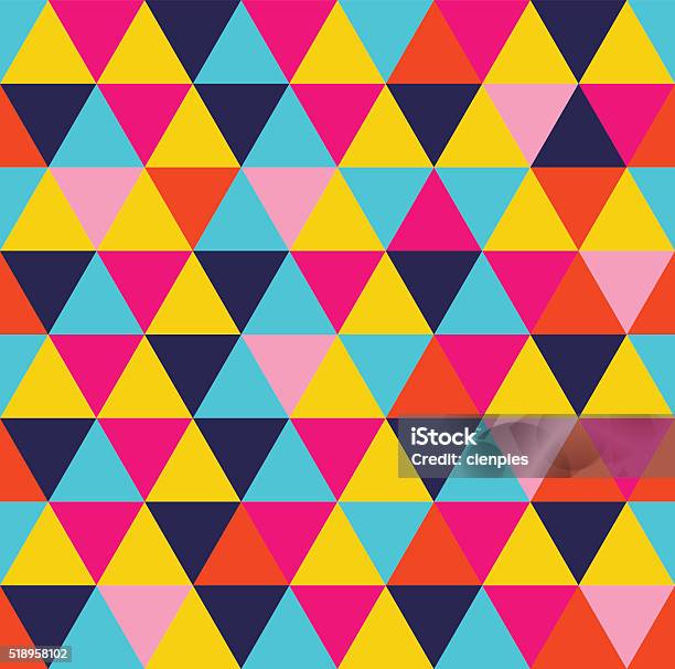 Colorful Triangle Geometric Seamless Pattern Stock Illustration - Download Image Now - Fun, Pattern, Summer