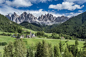 Dolomites mountain village in summer