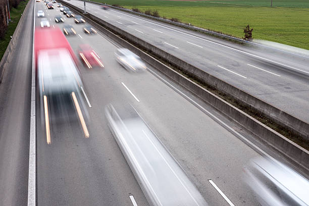 istock Highway German autobahn high-angle view motion blur 518963330