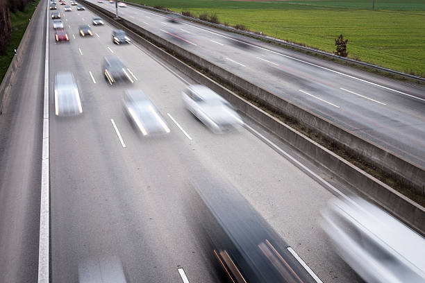 istock Highway German autobahn high-angle view motion blur 518963348