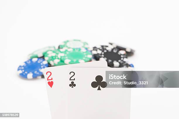 Cards With Poker Chips Stock Photo - Download Image Now - Ace, Addiction, Black Color