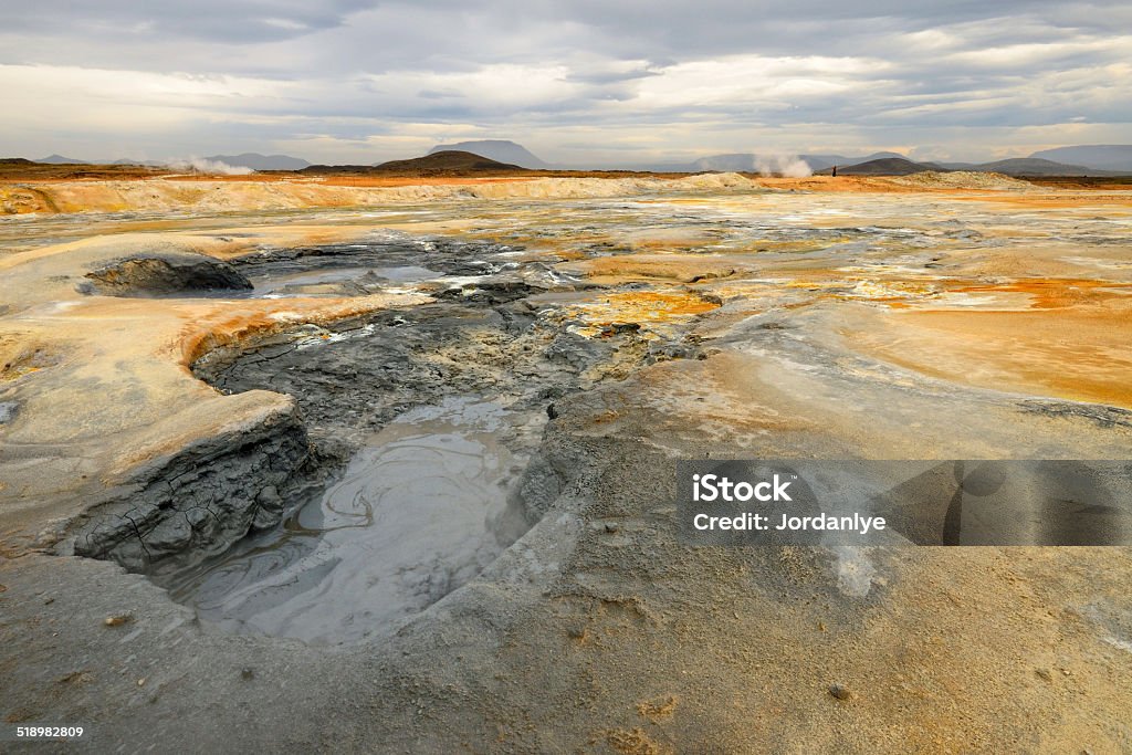 Namafjall Mudpot in the geothermal area Hverir, Iceland. Boiling Stock Photo