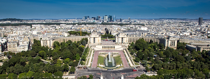Picturesque Paris City in France as Panoramic View From Eiffel Tower and Avenue Des Champs Elysees.Panoramic Image