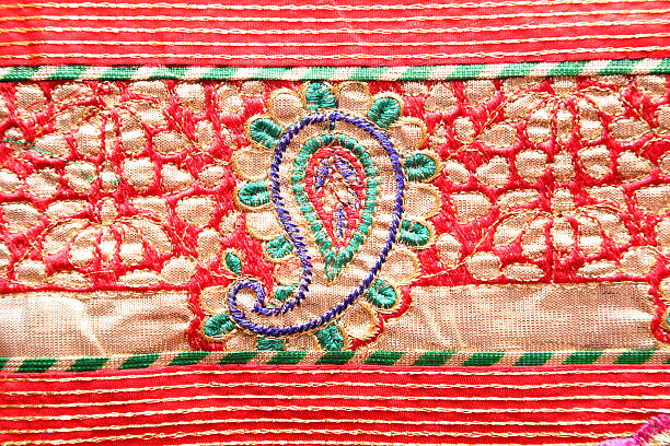 istock Indian bandhej saree cloth fabric texture 518983183