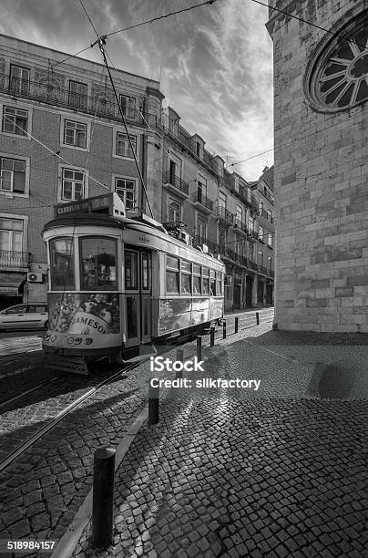 Old Remolado Tram Car In Front Of Lisbon Se Cathedral Stock Photo - Download Image Now