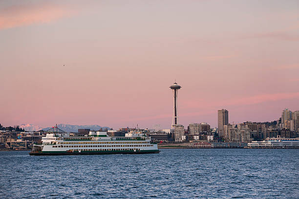 Seattle Skyline at Sunset. stock photo