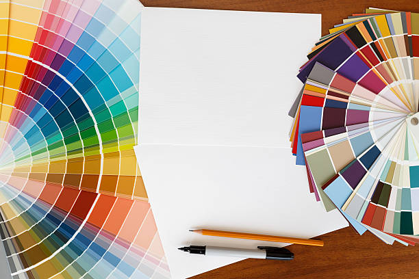 istock Two color palette guide on the wooden background 519002514