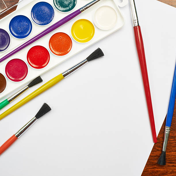 istock Blank sheet of paper covered with brushes 519007430