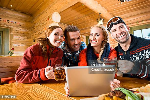 Friends After Skiing Stock Photo - Download Image Now - Adult, Alcohol - Drink, Apres-Ski