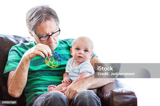 Grandfather Holding His Baby Grandson Stock Photo - Download Image Now - Baby - Human Age, Lap - Body Area, Toy