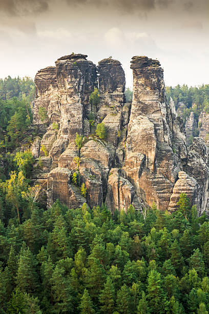 grès montagnes de saxe - basteifelsen photos et images de collection