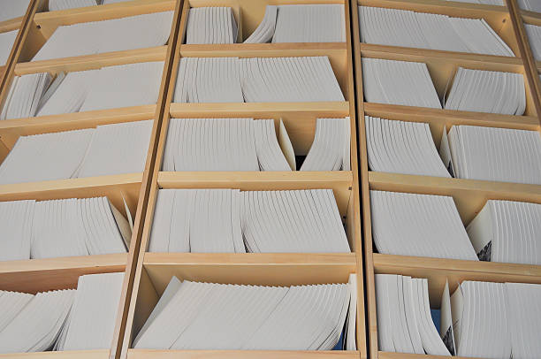 istock Coloured file folders in office cabinet 519008913
