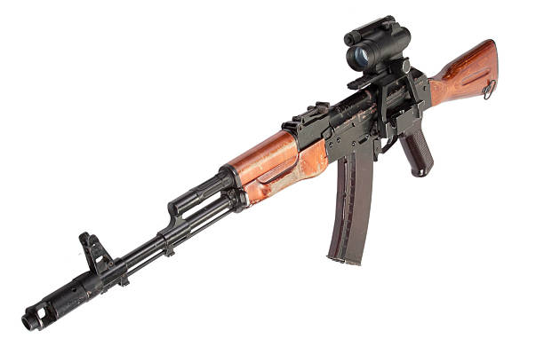 istock Kalashnikov AK assault rifle with optical sight on white 519010183