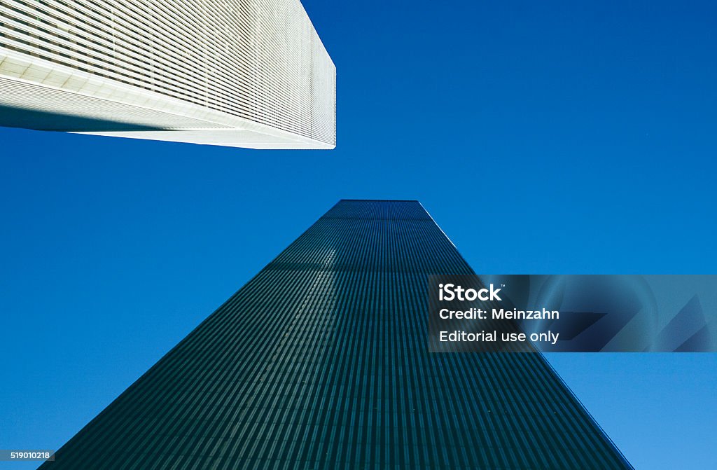 view of facade of world trade center New York, USA - November 26, 1998: view of facade of world trade center on a sunny day in New York, USA. Architecture Stock Photo