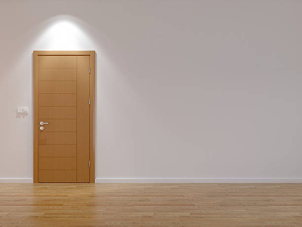 quarto vazio com porta moderno - wooden doors - fotografias e filmes do acervo