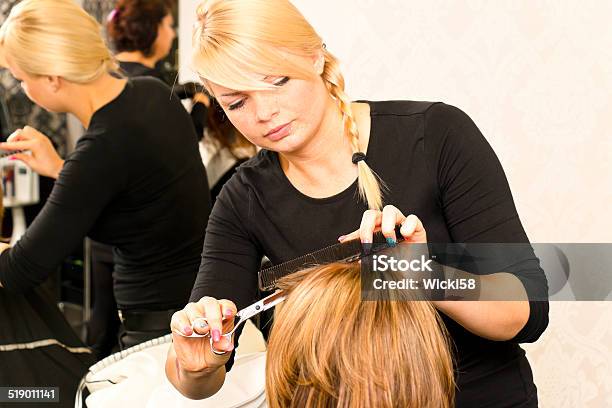 Female Hairdresser At Work Stock Photo - Download Image Now - Adult, Adults Only, Beautician