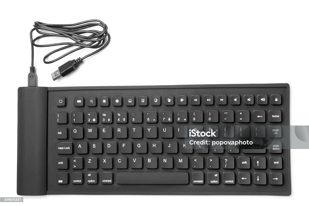 Black computer keyboard Black computer keyboard on white background Black Color Stock Photo