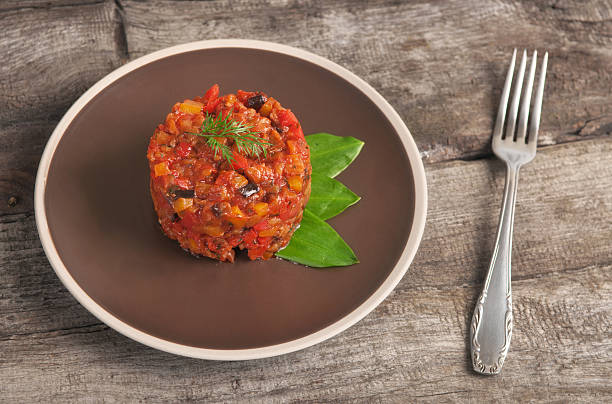 istock Vegetable stew in a brown plate 519011408