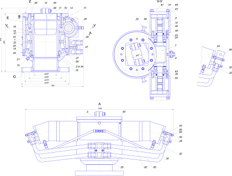 EngineerEngineering drawing of industrial equipment. Vector format