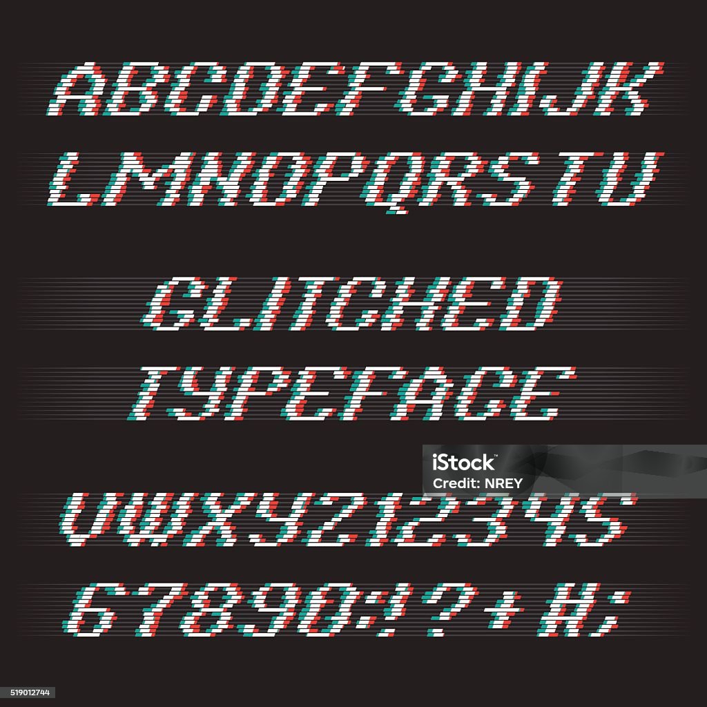 Glitch Font Stock Illustration - Download Image Now - Alphabet ...