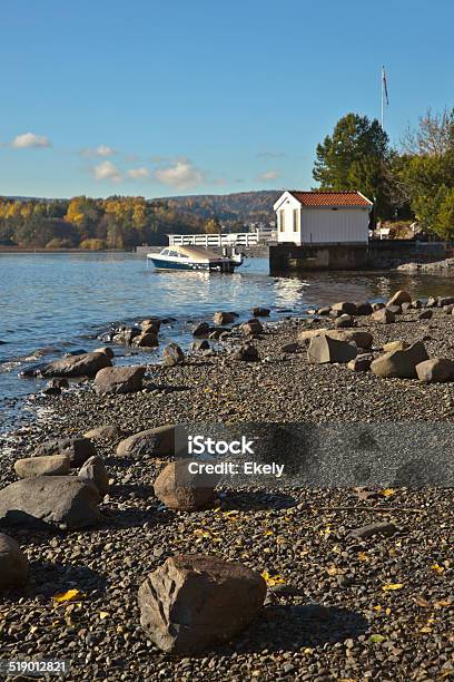 Boat House In Fall Stock Photo - Download Image Now - Beauty In Nature, Boathouse, Bumper