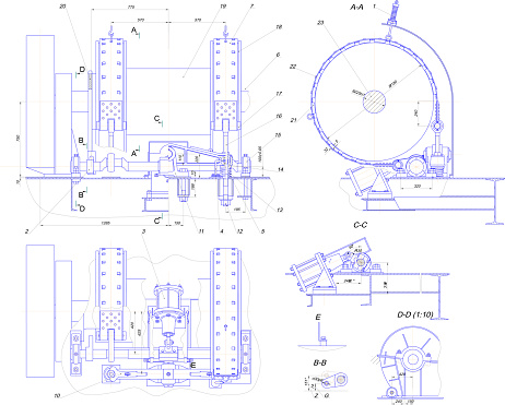 EngineerEngineering drawing of industrial equipment. Vector format