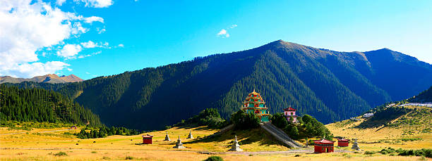 tempio buddista in montagne - kathmandu foto e immagini stock