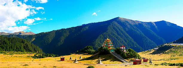 仏教寺院に山脈 - kathmandu ストックフォトと画像