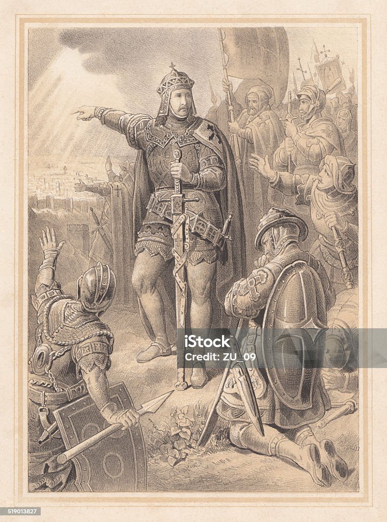 Tancred (1075-1112) vor Jerusalem in 1099 - Lizenzfrei Kreuzzug Stock-Illustration