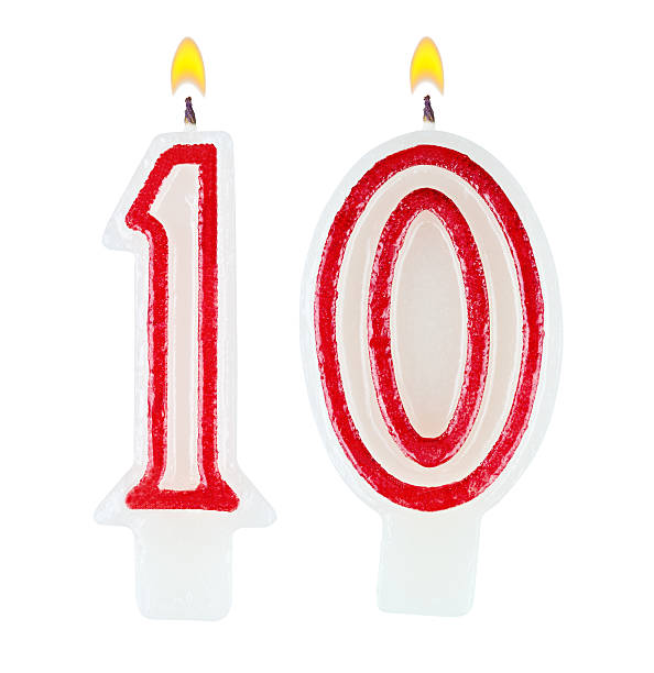istock Birthday candles number ten isolated on white background 519026895