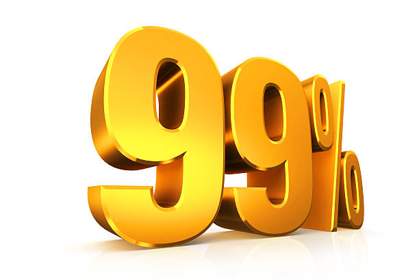 istock 3D render text in 99 percent in gold 519027019