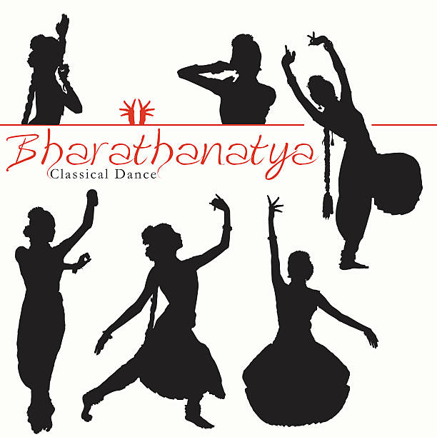 Silhouette Classical Dance silhouettes A drawing of the outline of an Inadian Classical Dance forms bharatanatyam dancing stock illustrations