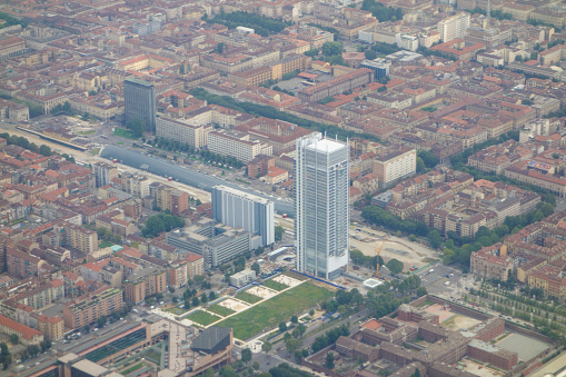 Aerial view of the city of Turin in Piedmont Italy