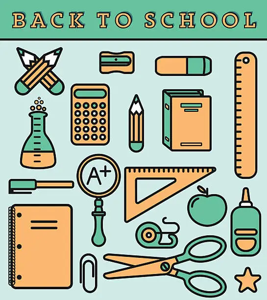 Vector illustration of Back to school icons