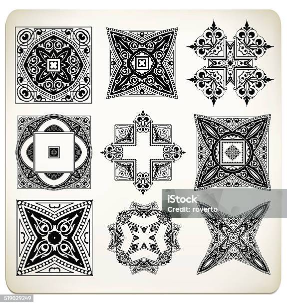 Vector Old Baroque Design Set Stock Illustration - Download Image Now - Backgrounds, Circle, Collection