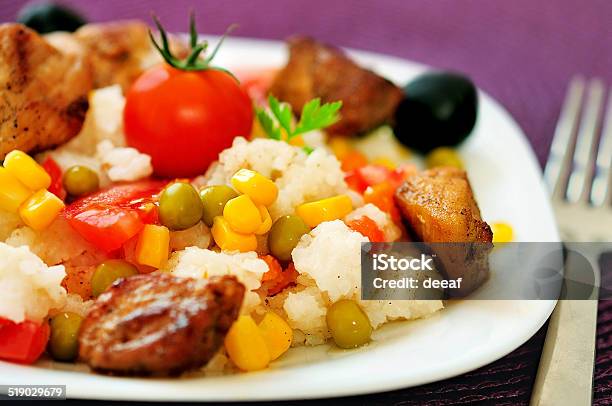 Risotto With Meat Stock Photo - Download Image Now - Carrot, Close-up, Corn