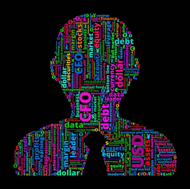 Vector illustration of Businessman on Business and Finance Word Cloud