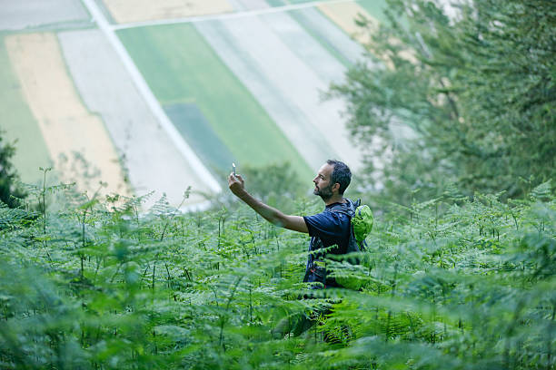 istock Hiker looking for his GPS signal on a smartphone 519037608
