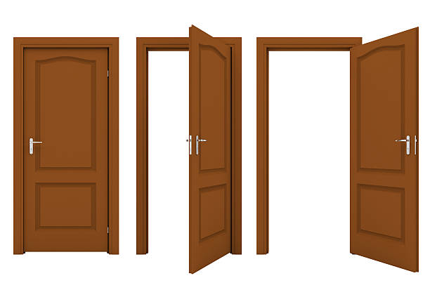 istock Open brown door isolated on a white background 519040324