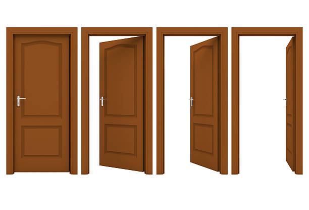 istock Open brown door isolated on a white background 519040336