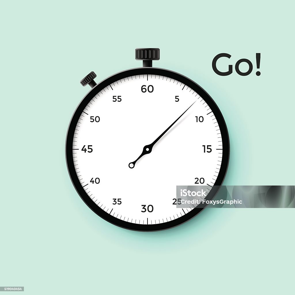 Stop Watch Go Sign White Stop Watch Face With Black Pointer And Word Go Stock Illustration ...