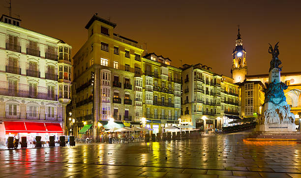 istock Virgen Blanca Square (Andre Maria Zuriaren plaza) in evening.  V 519045554