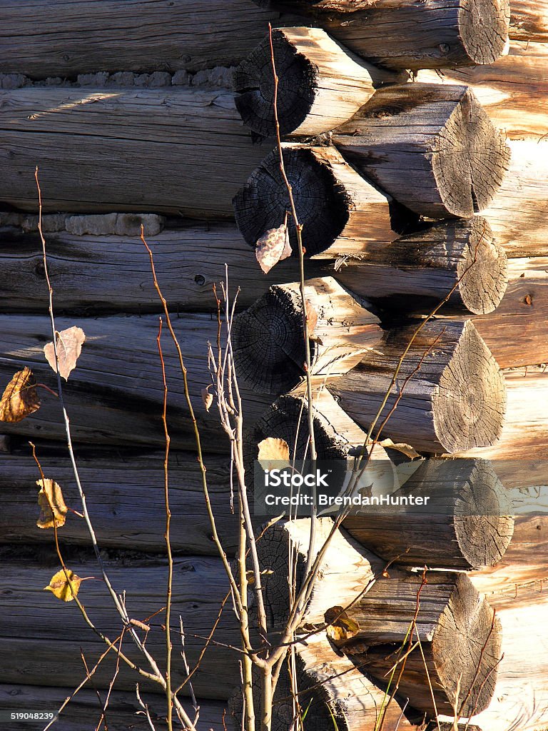 Wooden Corner An old log cabin  Architectural Feature Stock Photo