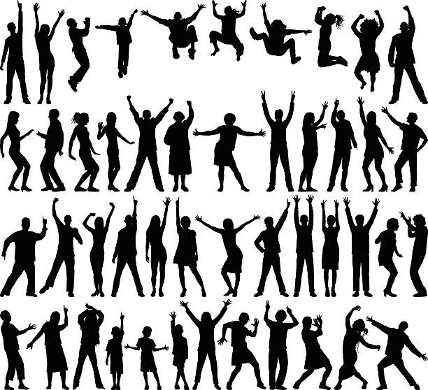 очень подробный счастливые люди - woman dancing stock illustrations