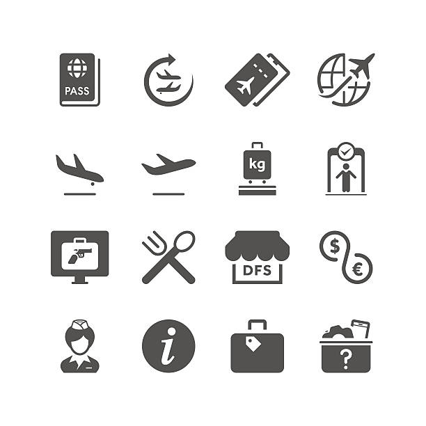 ilustraciones, imágenes clip art, dibujos animados e iconos de stock de aeropuerto/serie único - passport computer graphic digitally generated image white background