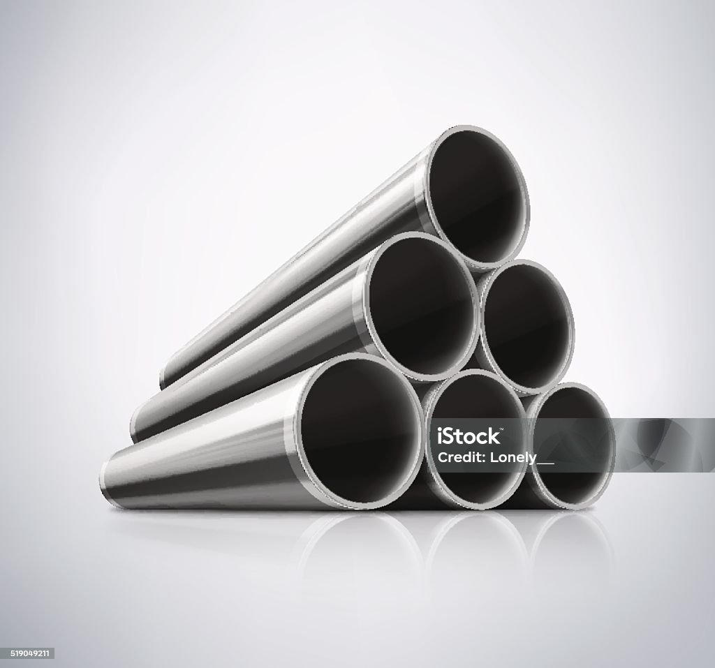 Stack of Metal Pipes Stack of metal pipes. Illustration contains transparency and blending effects, eps 10 Industry stock vector