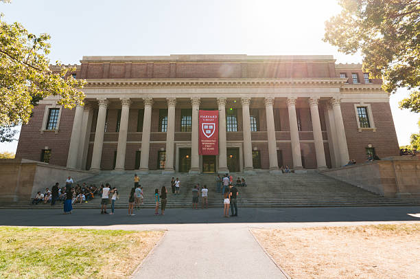 Harvard Widener Library stock photo