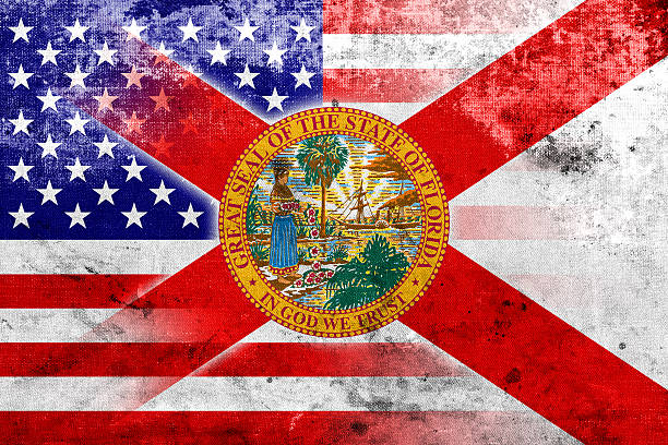 гранж и флаг штата флорида, сша - florida state стоковые фото и изображения