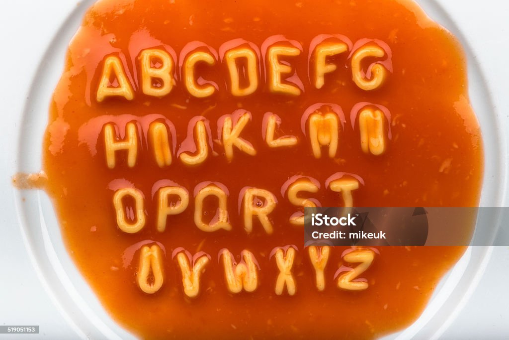 Alphabet letters made from spaghetti in sauce Alphabet letters made from spaghetti Alphabet Stock Photo