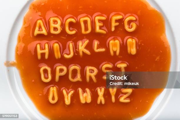 Alphabet Letters Made From Spaghetti In Sauce Stock Photo - Download Image Now - Alphabet, Spaghetti, Pasta